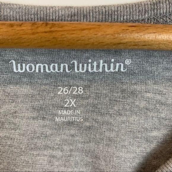 Woman Within Gray Scoop Neck Tee Shirt Plus Size 2X - Picture 4 of 4